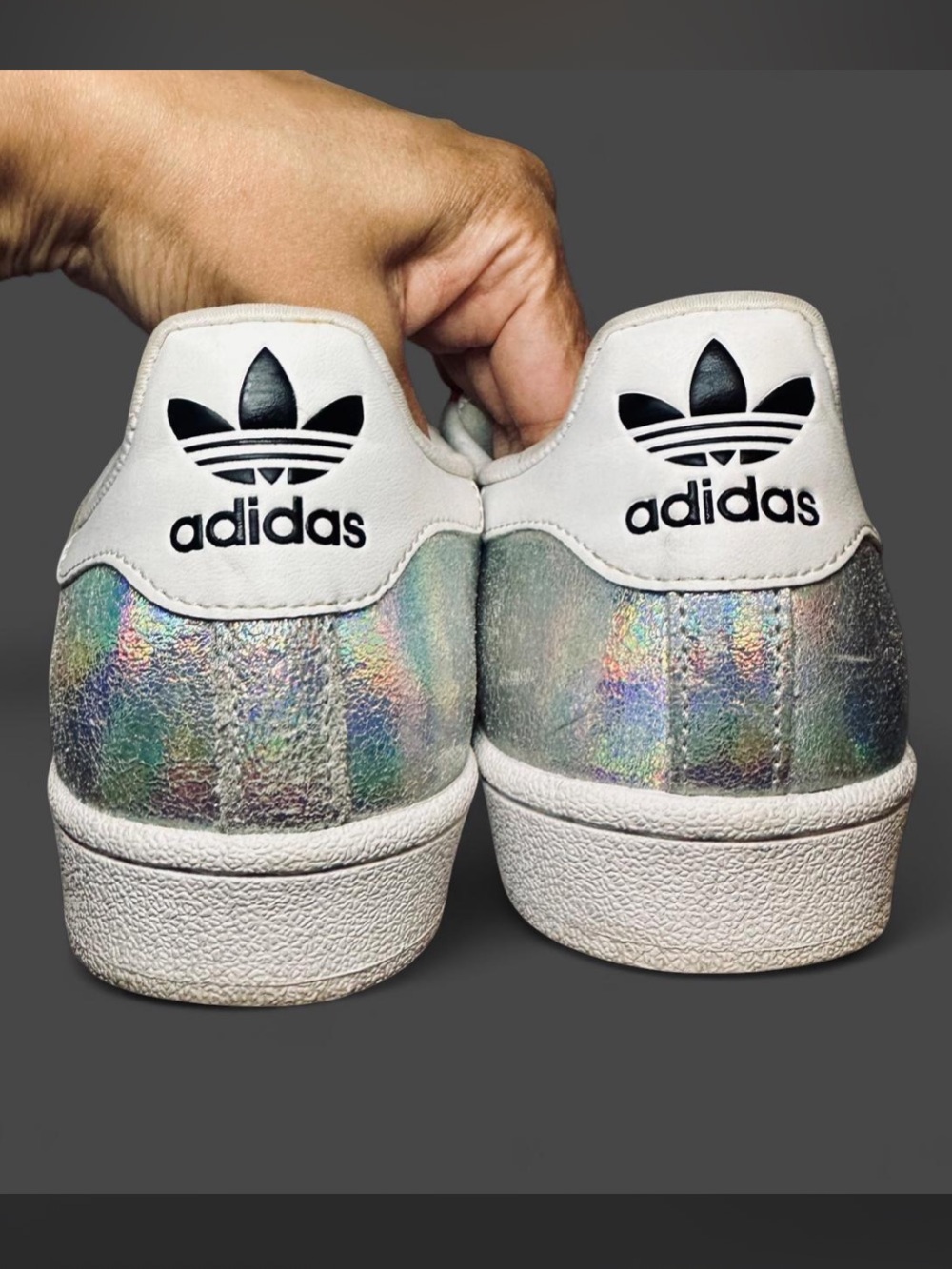 Adidas Superstar Iridescent Holographic Glitter Upper Shoes SUPER RARE - Picture 3 of 6
